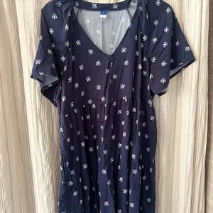 Old Navy Navy Blue Leaf Print Blouse